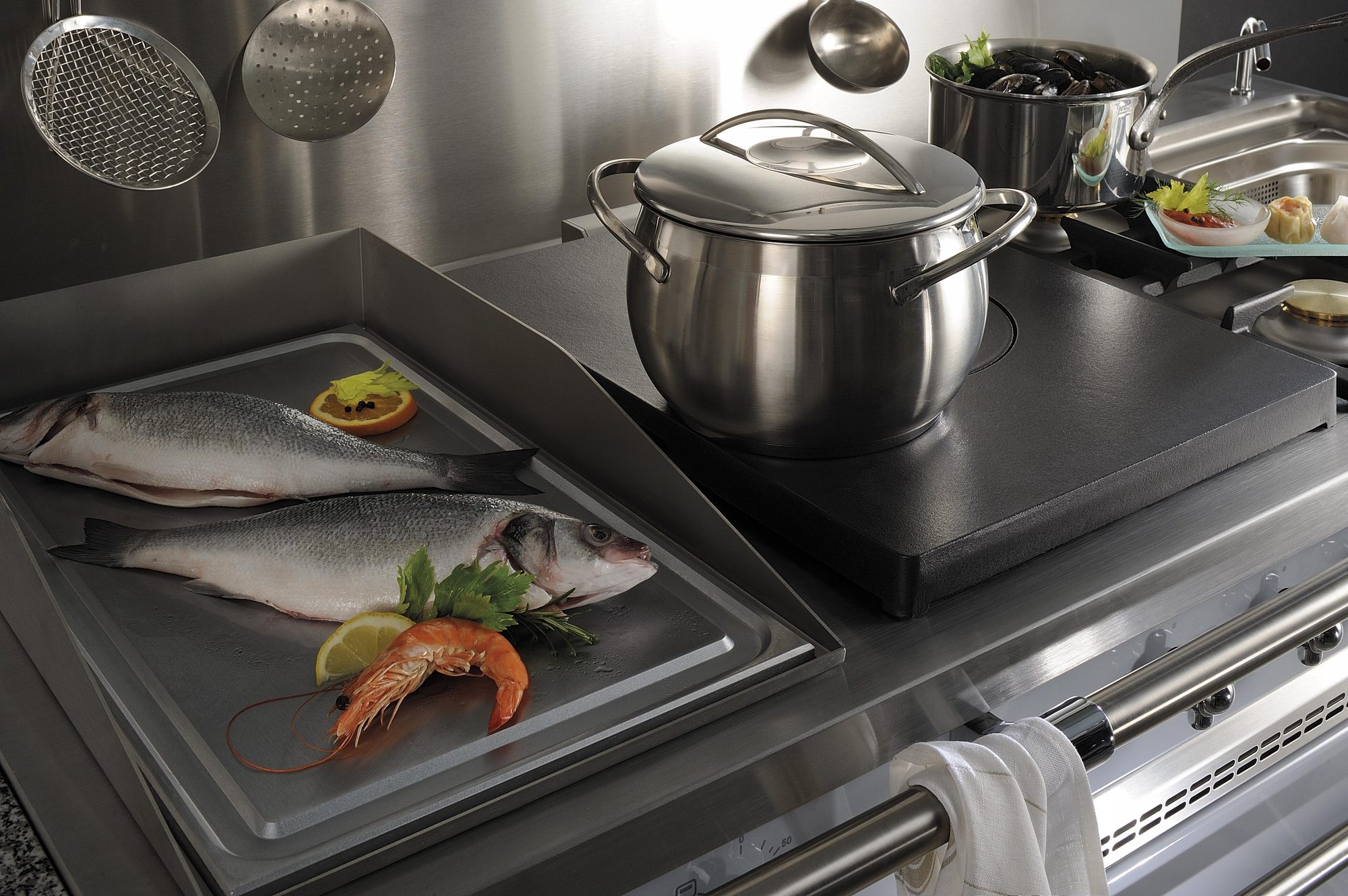 Fresh fish on a Lacanche integrated plancha